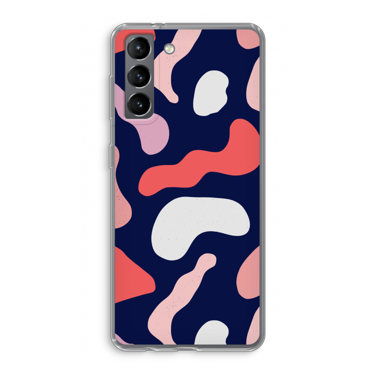Memphis Shapes Pink: Samsung Galaxy S21 Transparant Hoesje