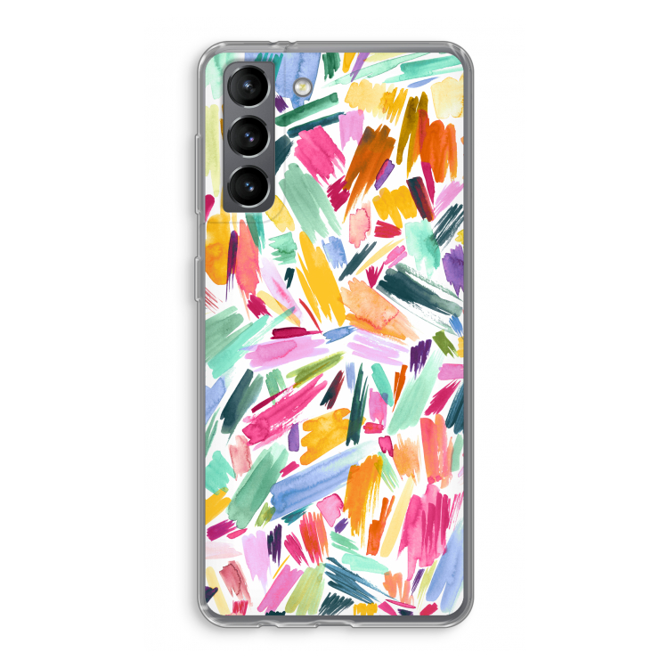 Watercolor Brushstrokes: Samsung Galaxy S21 Transparant Hoesje
