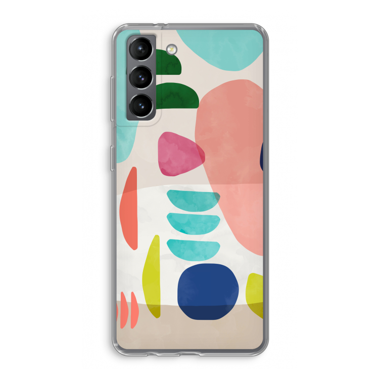 Bold Rounded Shapes: Samsung Galaxy S21 Transparant Hoesje