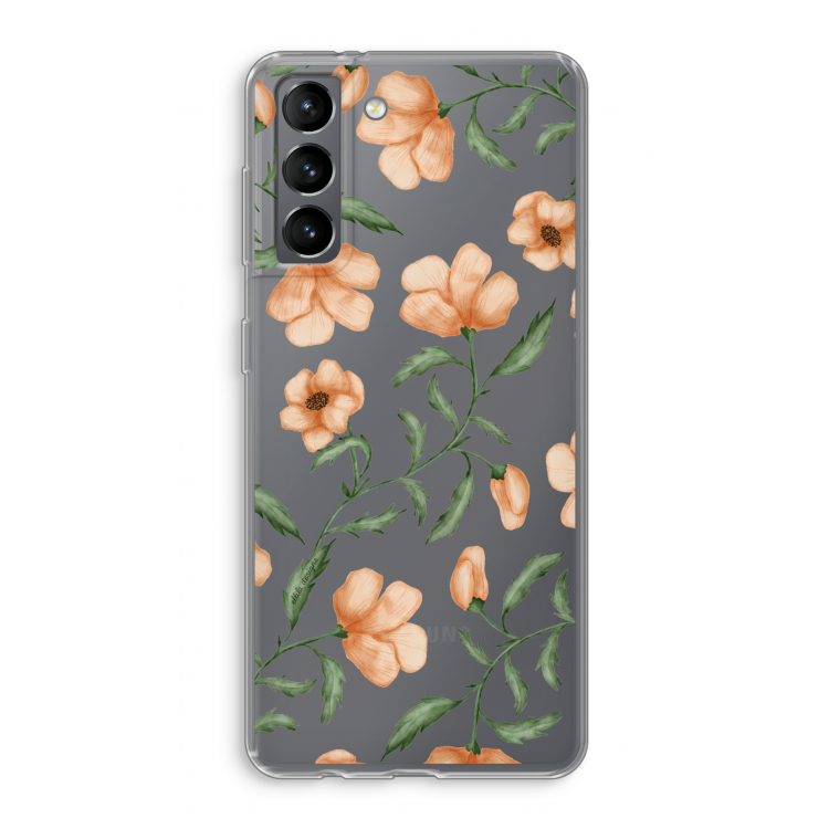 Peachy flowers: Samsung Galaxy S21 Transparant Hoesje
