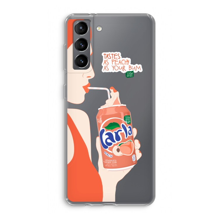Peach please!: Samsung Galaxy S21 Transparant Hoesje