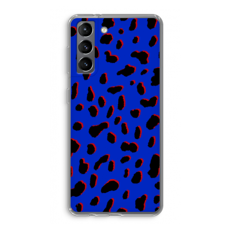 Blue Leopard: Samsung Galaxy S21 Transparant Hoesje