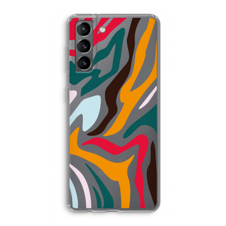 Colored Zebra: Samsung Galaxy S21 Transparant Hoesje