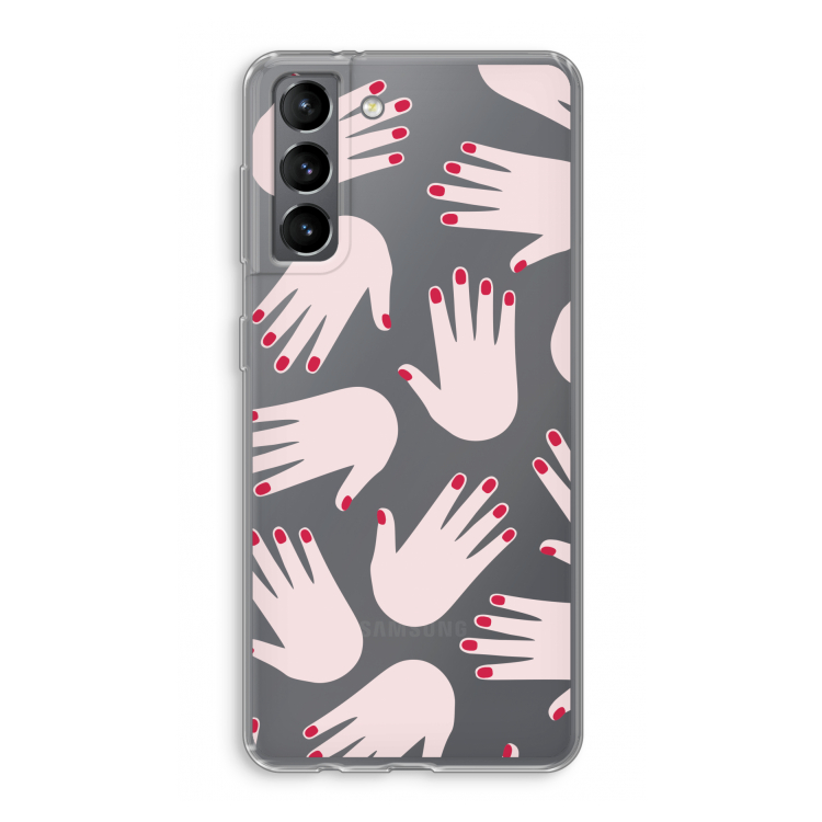 Hands pink: Samsung Galaxy S21 Transparant Hoesje