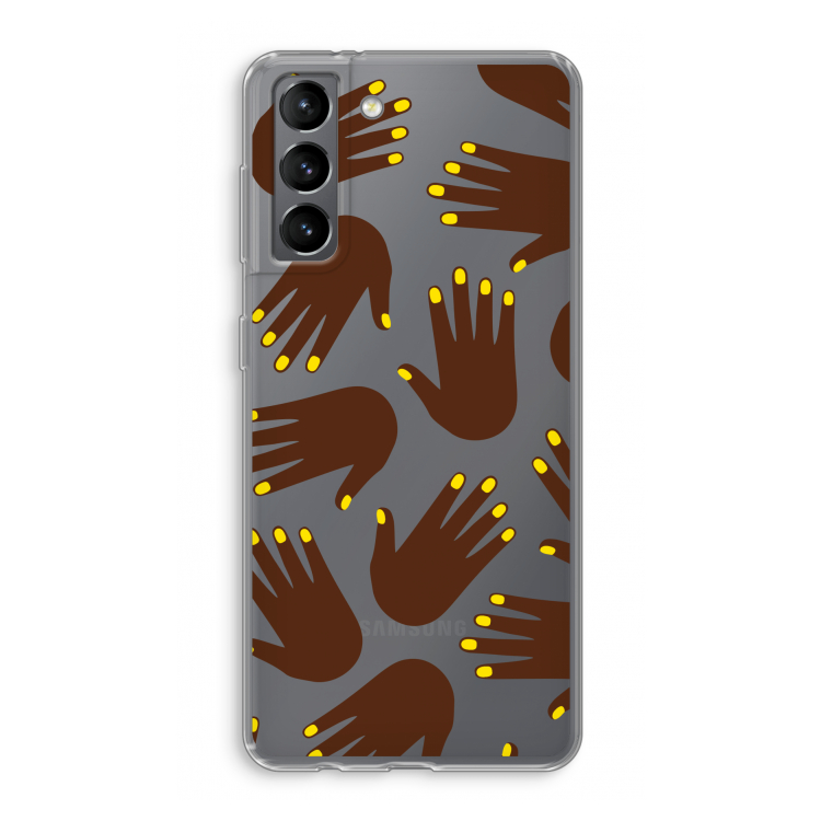 Hands dark: Samsung Galaxy S21 Transparant Hoesje