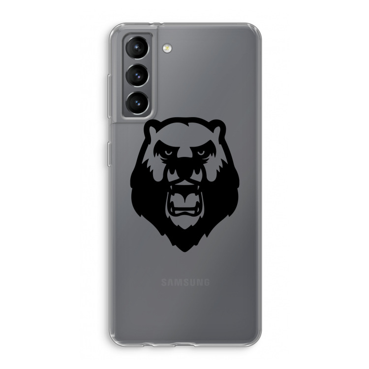 Angry Bear (black): Samsung Galaxy S21 Transparant Hoesje