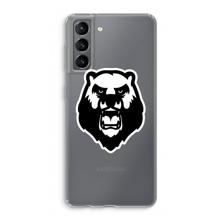 Angry Bear (white): Samsung Galaxy S21 Transparant Hoesje