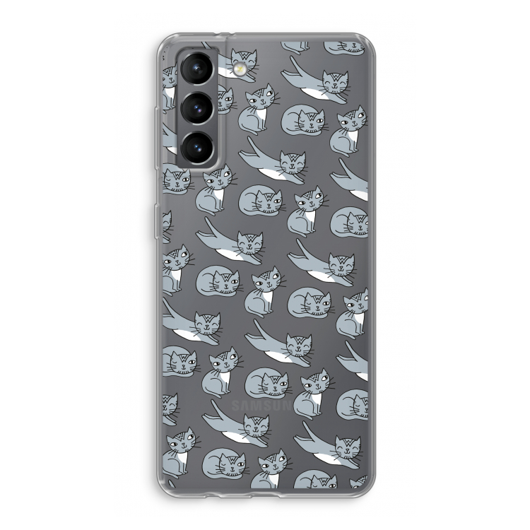 Poezen: Samsung Galaxy S21 Transparant Hoesje