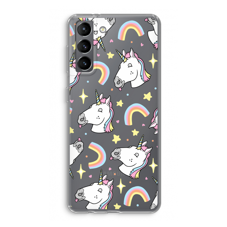 Rainbow Unicorn: Samsung Galaxy S21 Transparant Hoesje