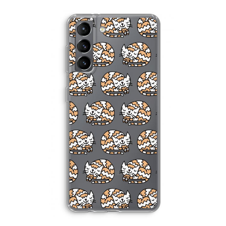 Slapende poes: Samsung Galaxy S21 Transparant Hoesje
