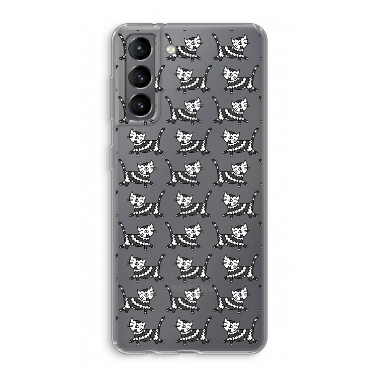 Zwarte poes: Samsung Galaxy S21 Transparant Hoesje