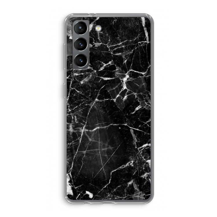 Zwart Marmer 2: Samsung Galaxy S21 Transparant Hoesje