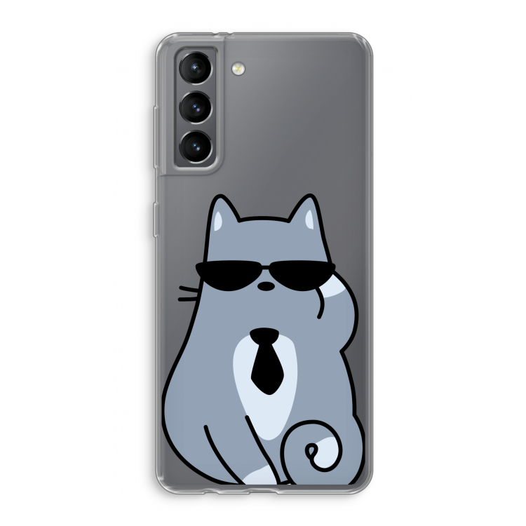 Cool cat: Samsung Galaxy S21 Transparant Hoesje