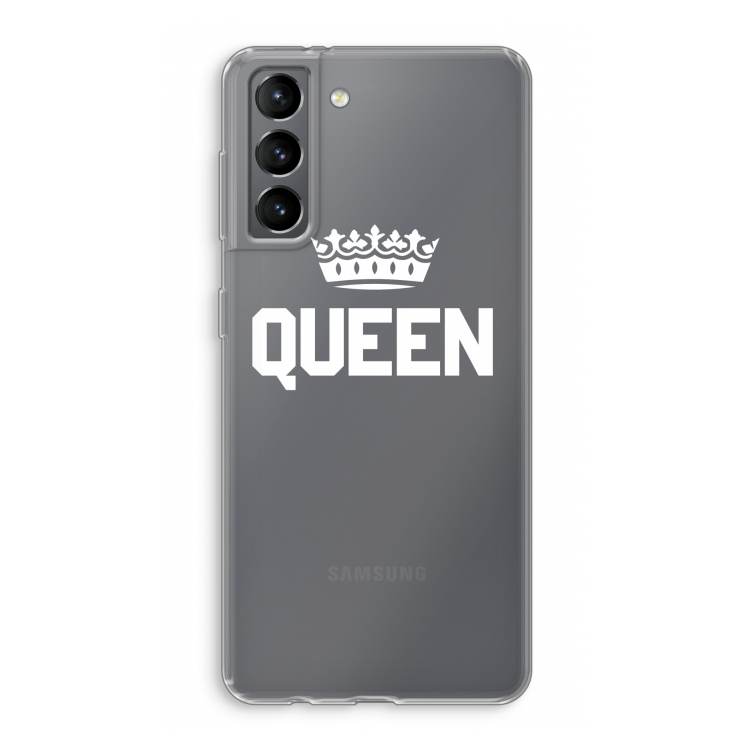 Queen zwart: Samsung Galaxy S21 Transparant Hoesje