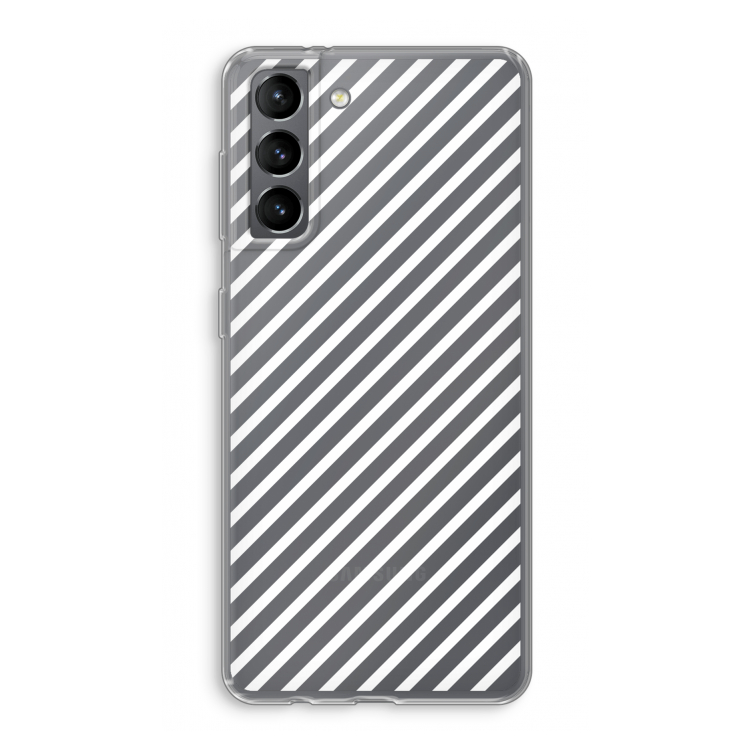 Strepen zwart-wit: Samsung Galaxy S21 Transparant Hoesje