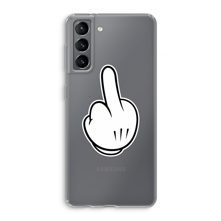Middle finger white: Samsung Galaxy S21 Transparant Hoesje