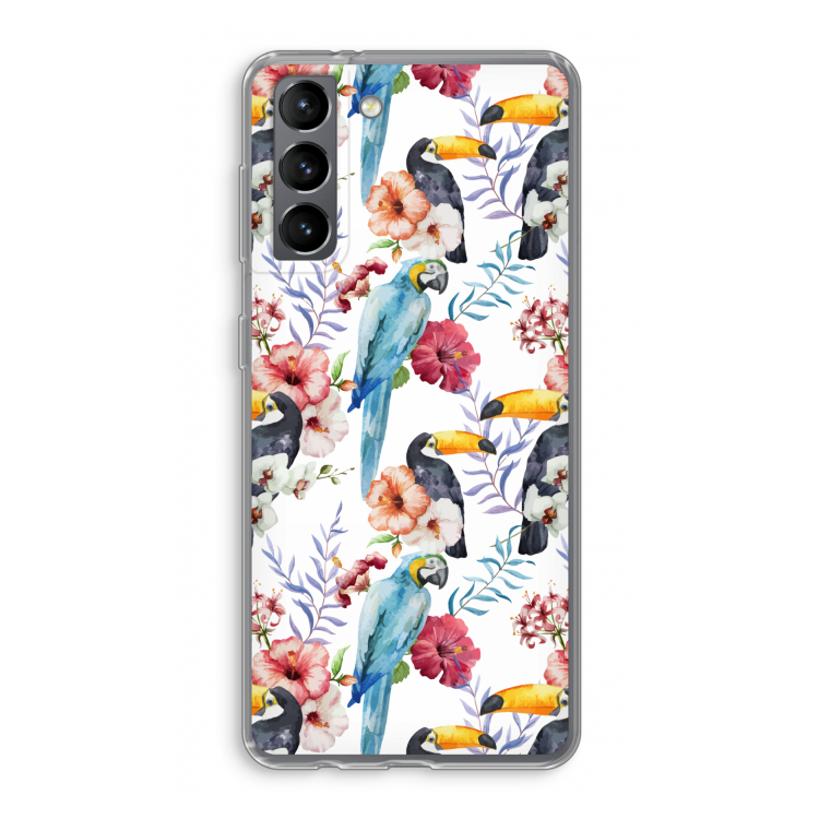 Bloemen tukan: Samsung Galaxy S21 Transparant Hoesje