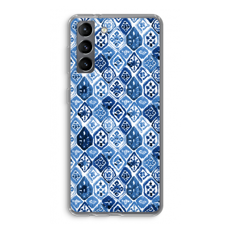 Blauw motief: Samsung Galaxy S21 Transparant Hoesje