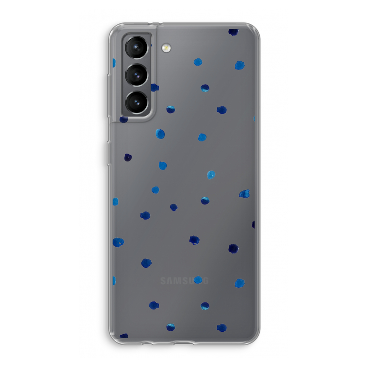 Blauwe stippen: Samsung Galaxy S21 Transparant Hoesje