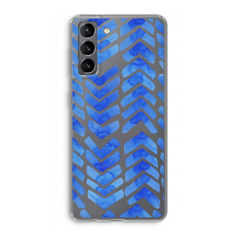 Blauwe pijlen: Samsung Galaxy S21 Transparant Hoesje