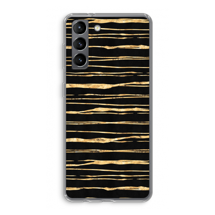 Gouden strepen: Samsung Galaxy S21 Transparant Hoesje