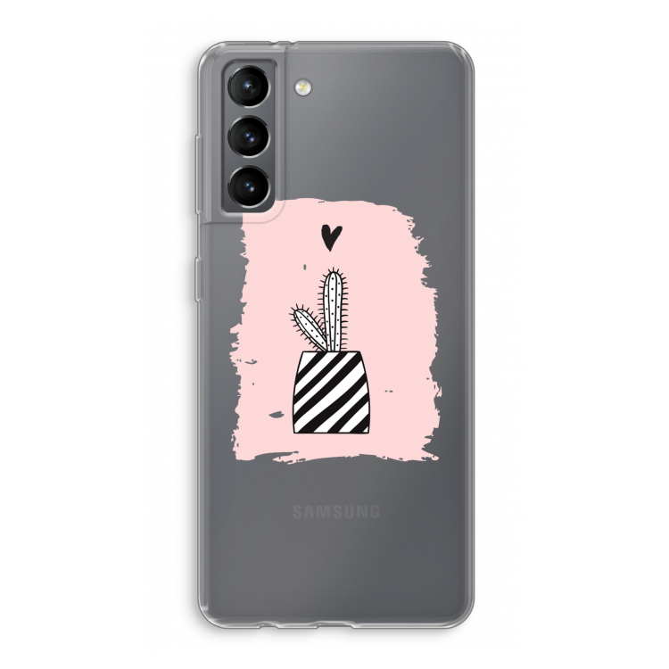 Zwart-wit cactus: Samsung Galaxy S21 Transparant Hoesje