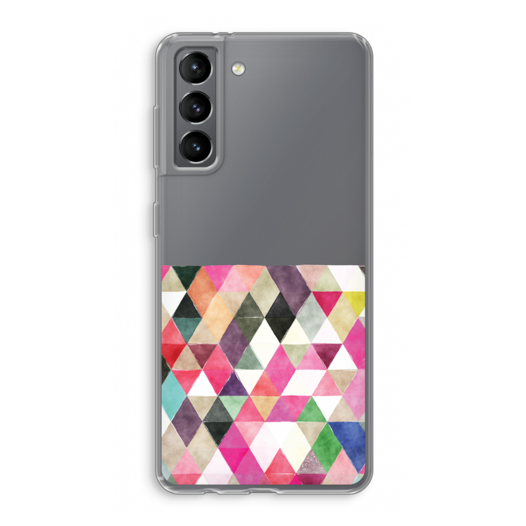 Gekleurde driehoekjes: Samsung Galaxy S21 Transparant Hoesje