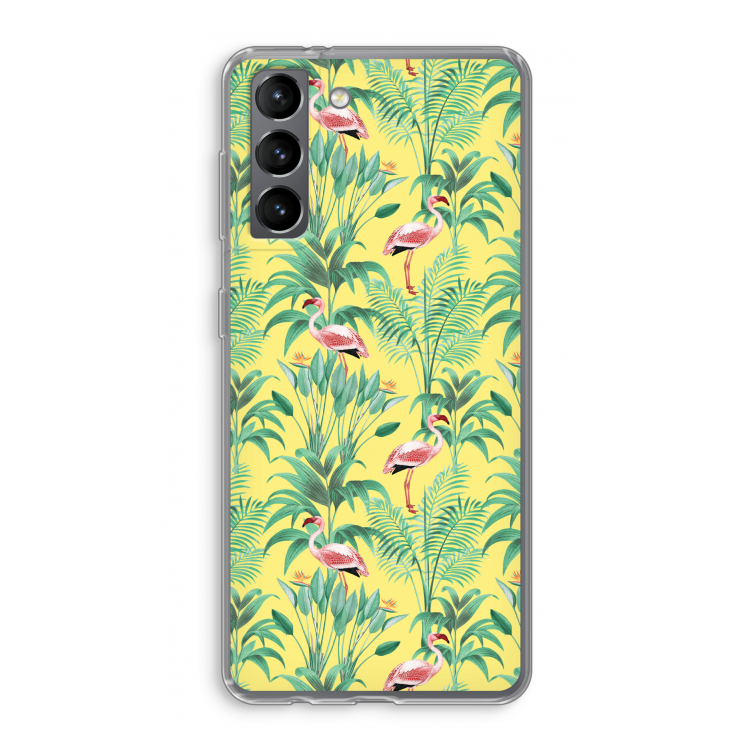 Flamingo party: Samsung Galaxy S21 Transparant Hoesje
