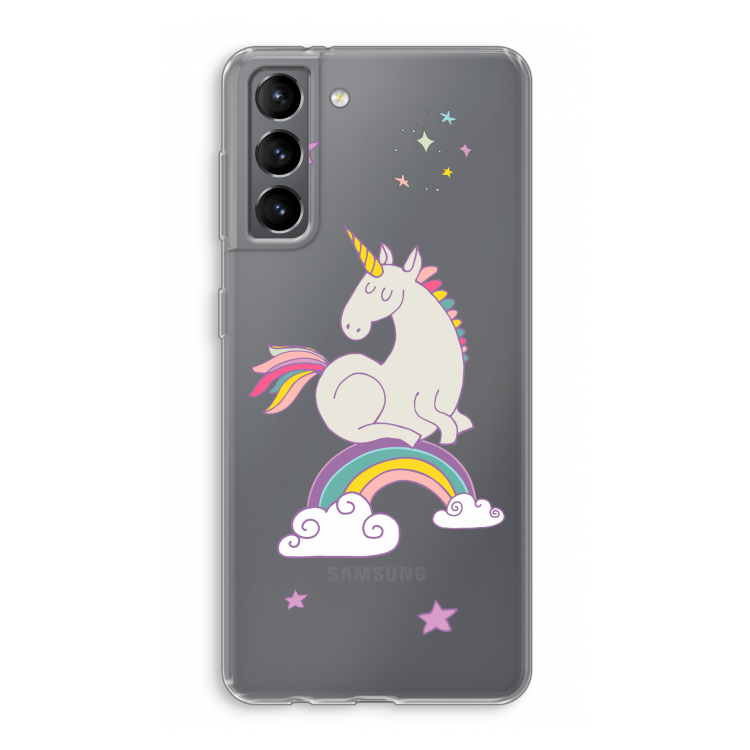 Regenboog eenhoorn: Samsung Galaxy S21 Transparant Hoesje