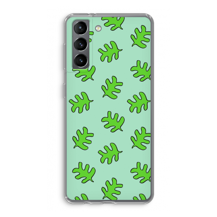 Groene blaadjes: Samsung Galaxy S21 Transparant Hoesje