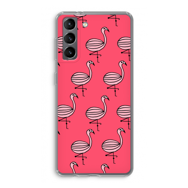 Flamingo: Samsung Galaxy S21 Transparant Hoesje