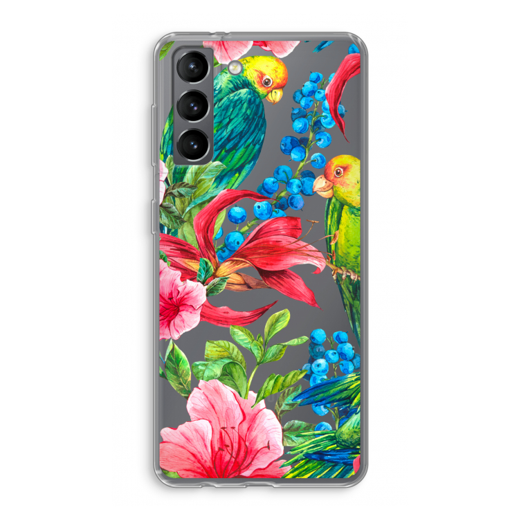 Papegaaien: Samsung Galaxy S21 Transparant Hoesje