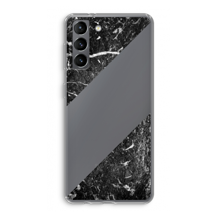 Zwart marmer: Samsung Galaxy S21 Transparant Hoesje