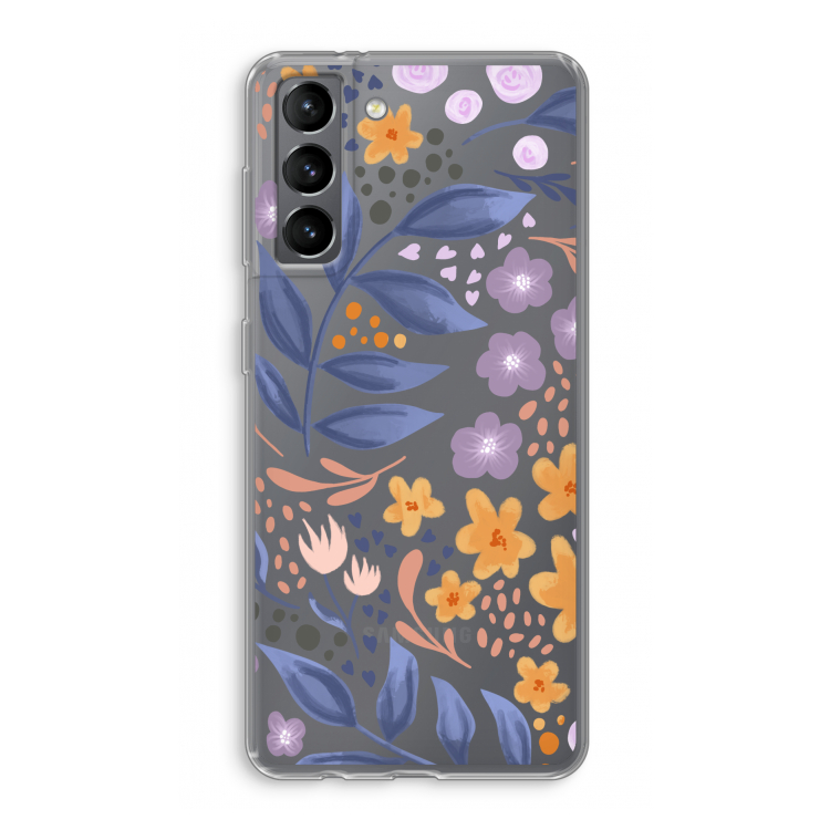 Flowers with blue leaves: Samsung Galaxy S21 Transparant Hoesje