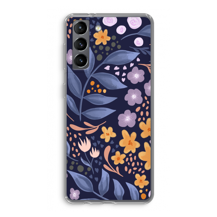 Flowers with blue leaves: Samsung Galaxy S21 Transparant Hoesje