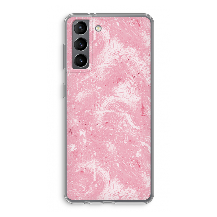 Abstract Painting Pink: Samsung Galaxy S21 Transparant Hoesje