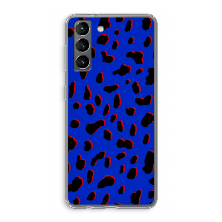 Blue Leopard: Samsung Galaxy S21 Transparant Hoesje
