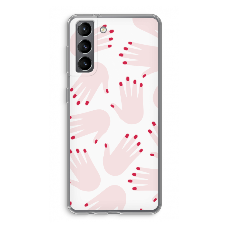 Hands pink: Samsung Galaxy S21 Transparant Hoesje