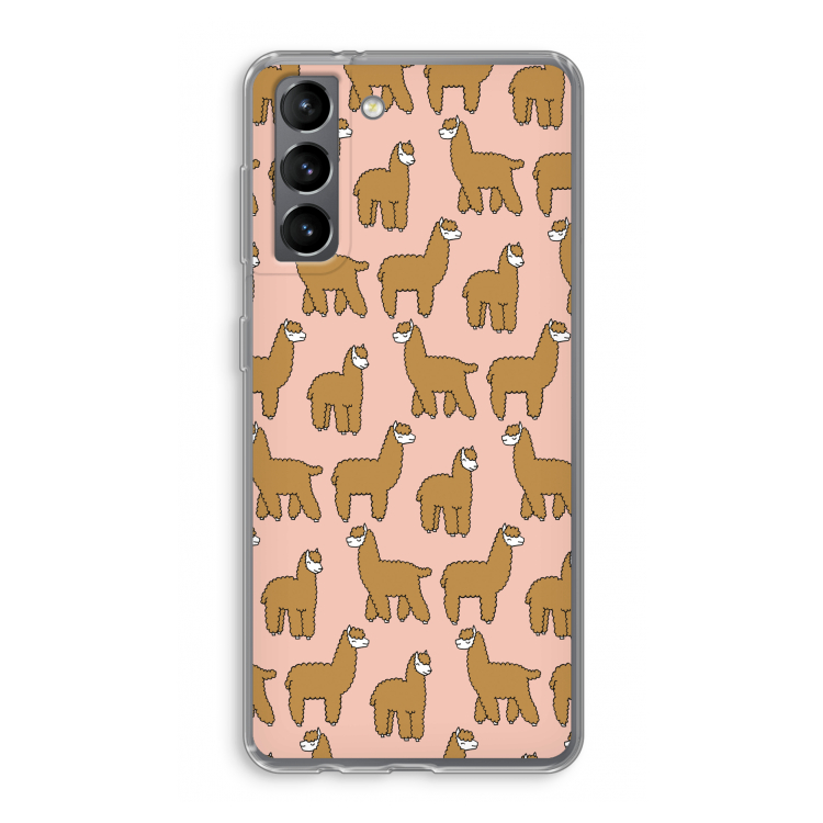 Alpacas: Samsung Galaxy S21 Transparant Hoesje