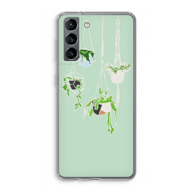 Hang In There: Samsung Galaxy S21 Transparant Hoesje