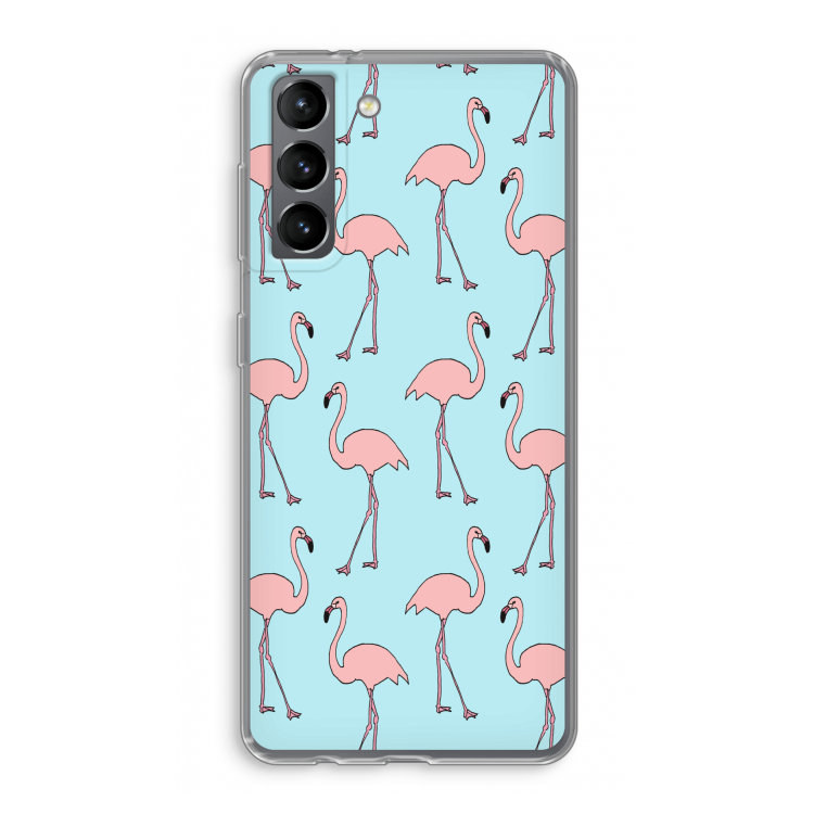 Anything Flamingoes: Samsung Galaxy S21 Transparant Hoesje