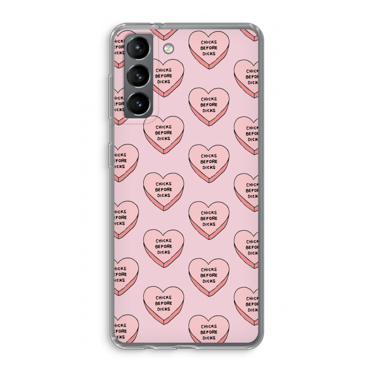 Chicks before dicks: Samsung Galaxy S21 Transparant Hoesje