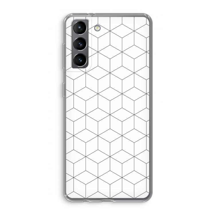 Zwart-witte kubussen: Samsung Galaxy S21 Transparant Hoesje
