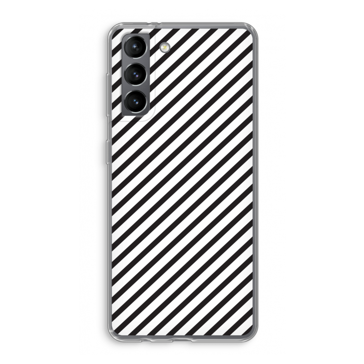 Strepen zwart-wit: Samsung Galaxy S21 Transparant Hoesje