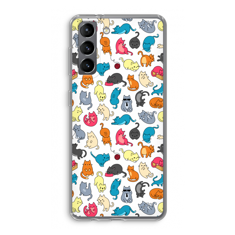 Kleurrijke katten: Samsung Galaxy S21 Transparant Hoesje