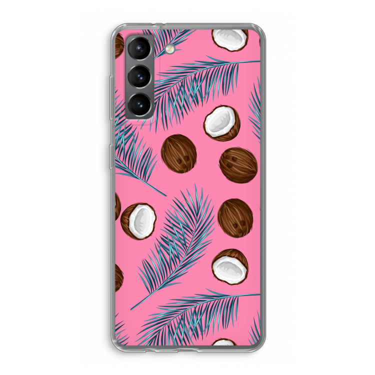 Kokosnoot roze: Samsung Galaxy S21 Transparant Hoesje