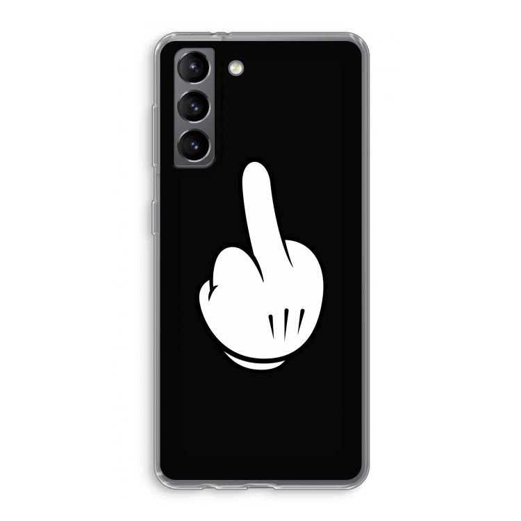 Middle finger black: Samsung Galaxy S21 Transparant Hoesje