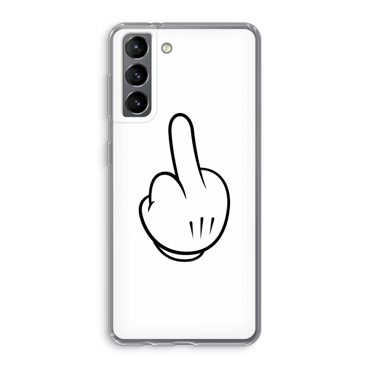 Middle finger white: Samsung Galaxy S21 Transparant Hoesje