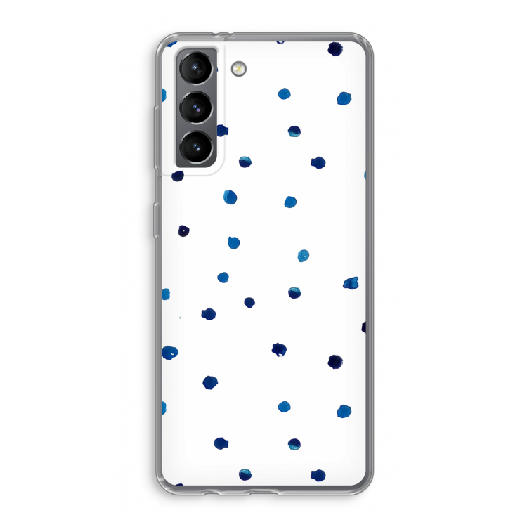 Blauwe stippen: Samsung Galaxy S21 Transparant Hoesje