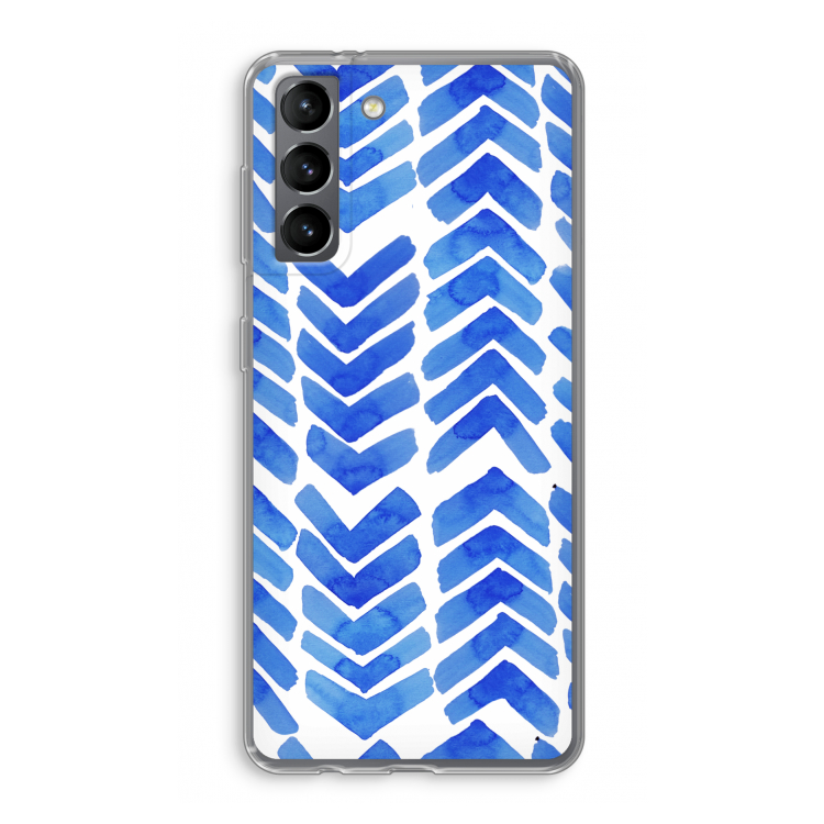 Blauwe pijlen: Samsung Galaxy S21 Transparant Hoesje